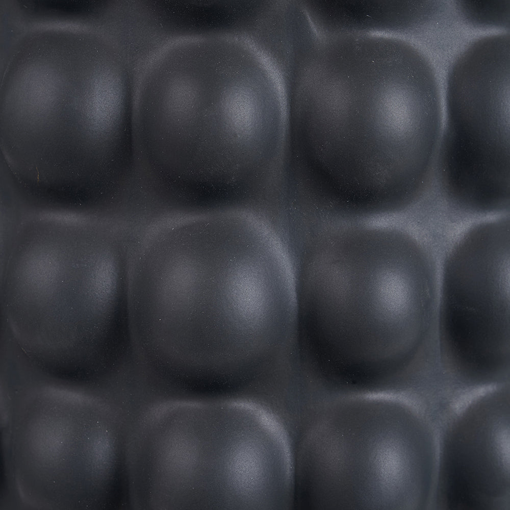 Sohan Black Bobbled Ceramic Tall Table Lamp with Lino 40cm White Self Lined Linen Drum Shade